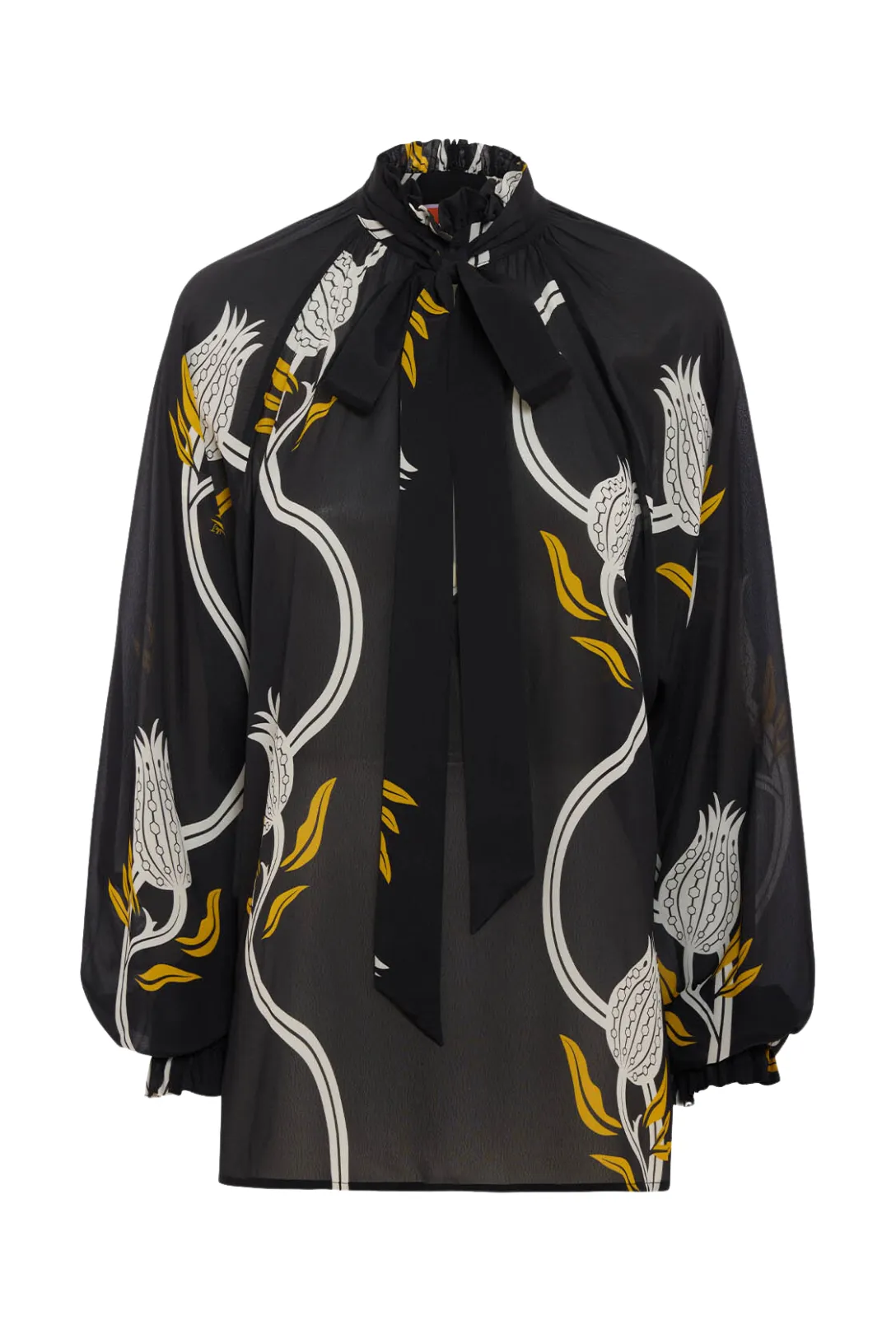 Cerere Blouse | Melograno Black & White in Crepe Marocain