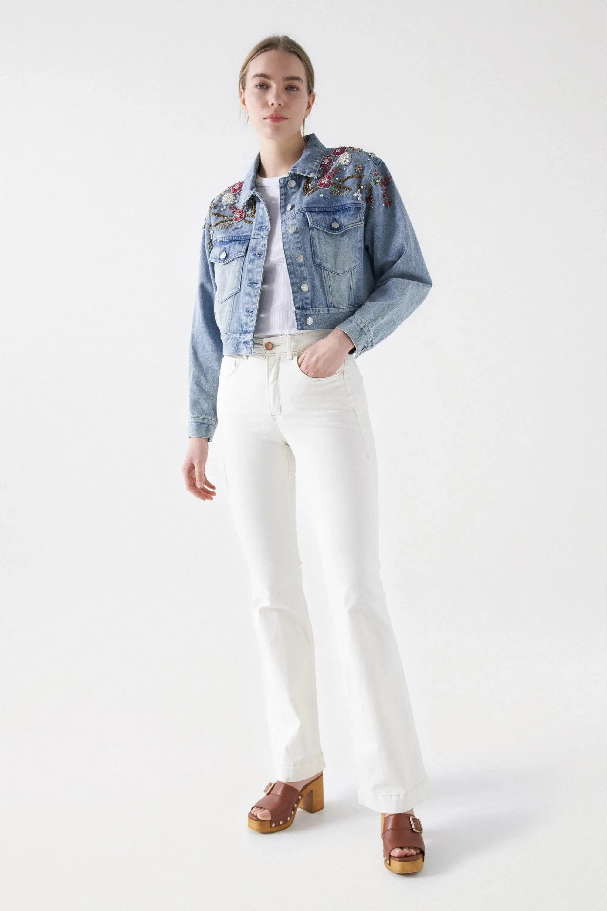 Chaqueta Salsa Jeans Vaquera con Detalles Bordados