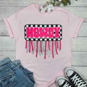 CHECKERED HOWDY FRINGE GRAPHIC TEE
