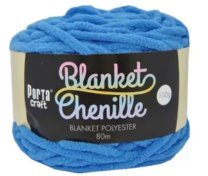 Chenille Blanket Yarn 100g 80m 12ply -  Bright Blue