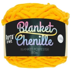 Chenille Blanket Yarn 100g 80m 12ply - Canary Yellow