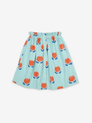Chocolate Flowers All Over Buttoned Midi Skirt