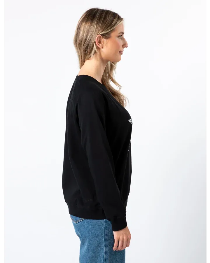 Classic Sweater with Star Silver Sequins - Black