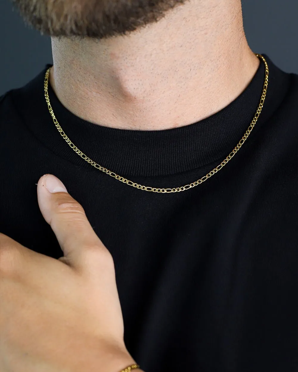CLEAN FIGARO CHAIN. - 3MM GOLD
