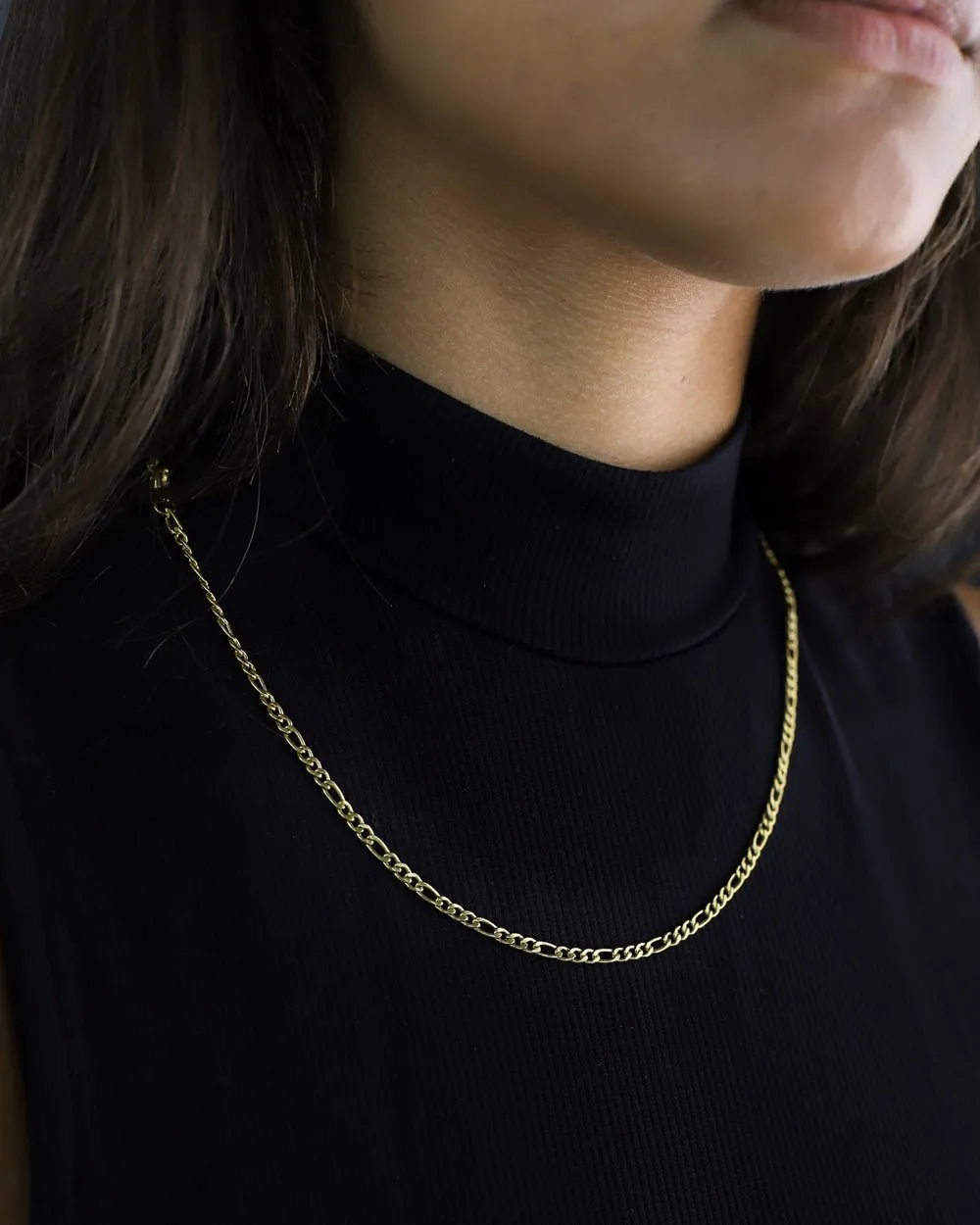 CLEAN FIGARO CHAIN. - 3MM GOLD