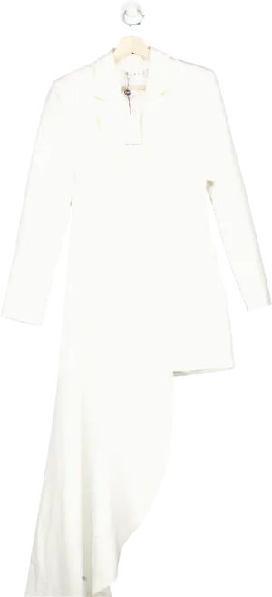 Club L London White Tailored Blazer Mini Dress with Asymmetric Hem UK 6