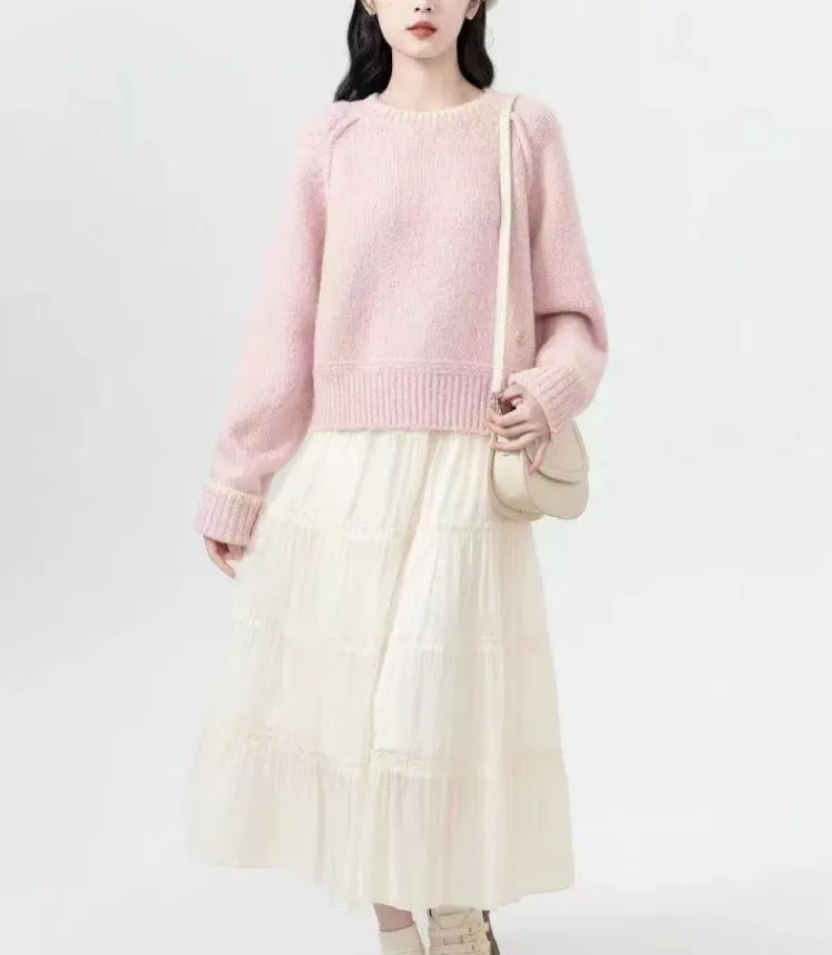 Cozy Solid Color Jumper for Women with a Round Neck