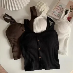 Cute Sleeveless Cropped Knit Tank Top