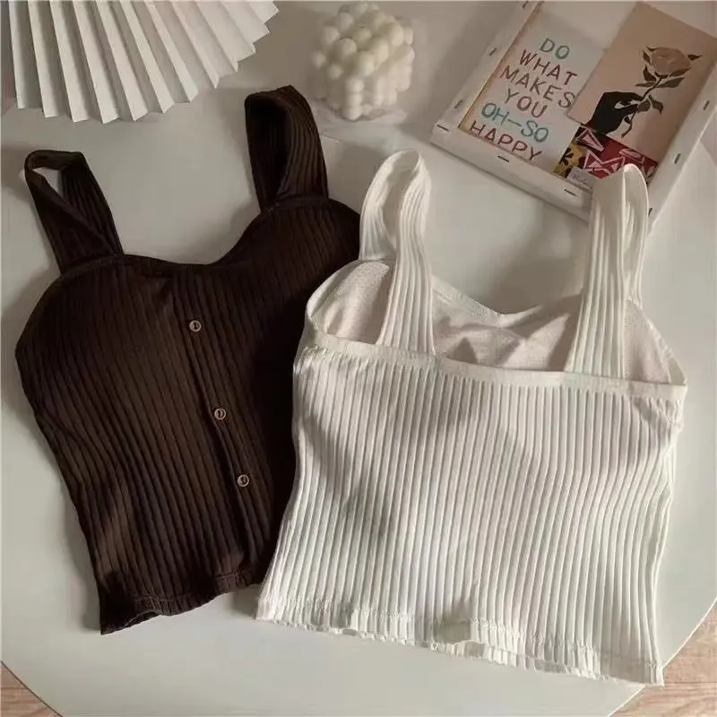 Cute Sleeveless Cropped Knit Tank Top