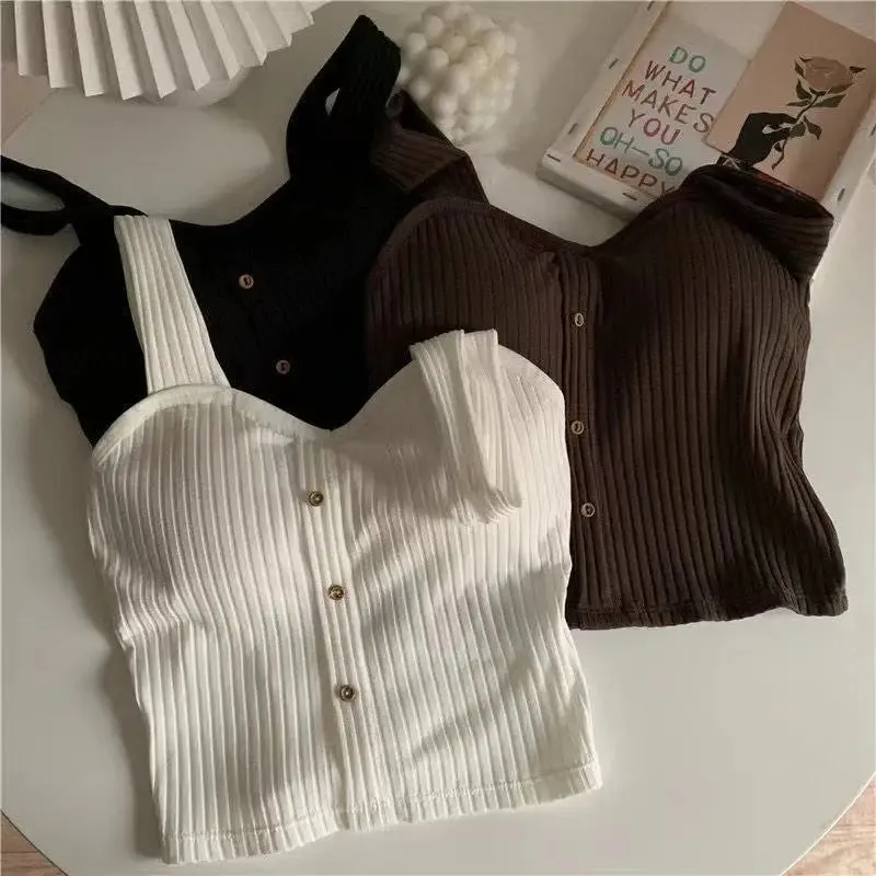 Cute Sleeveless Cropped Knit Tank Top