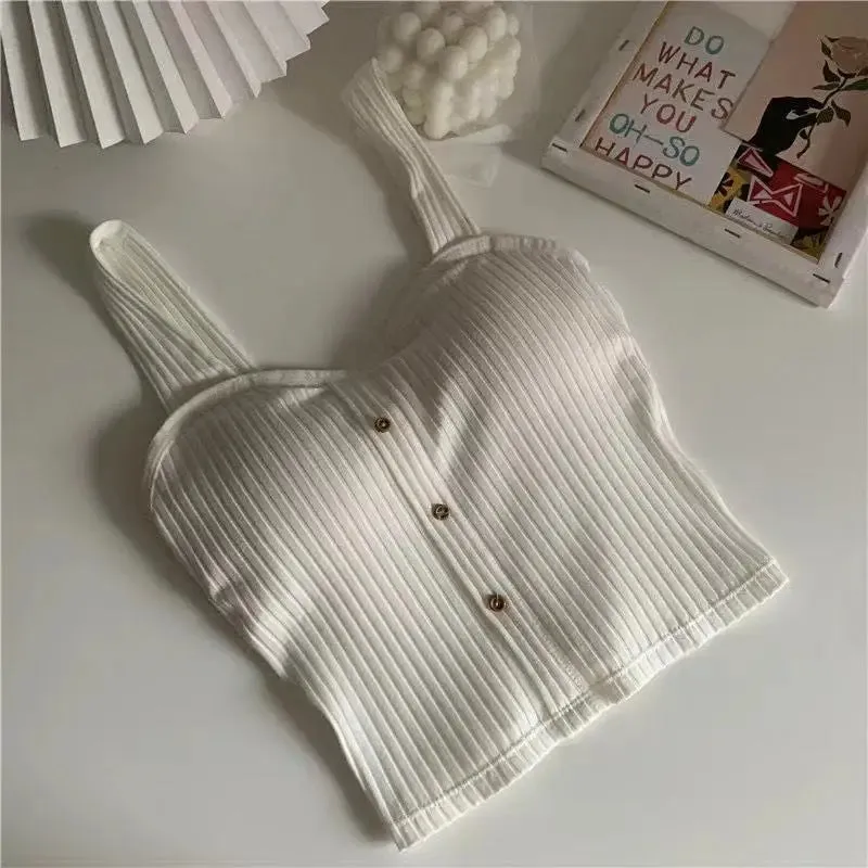 Cute Sleeveless Cropped Knit Tank Top