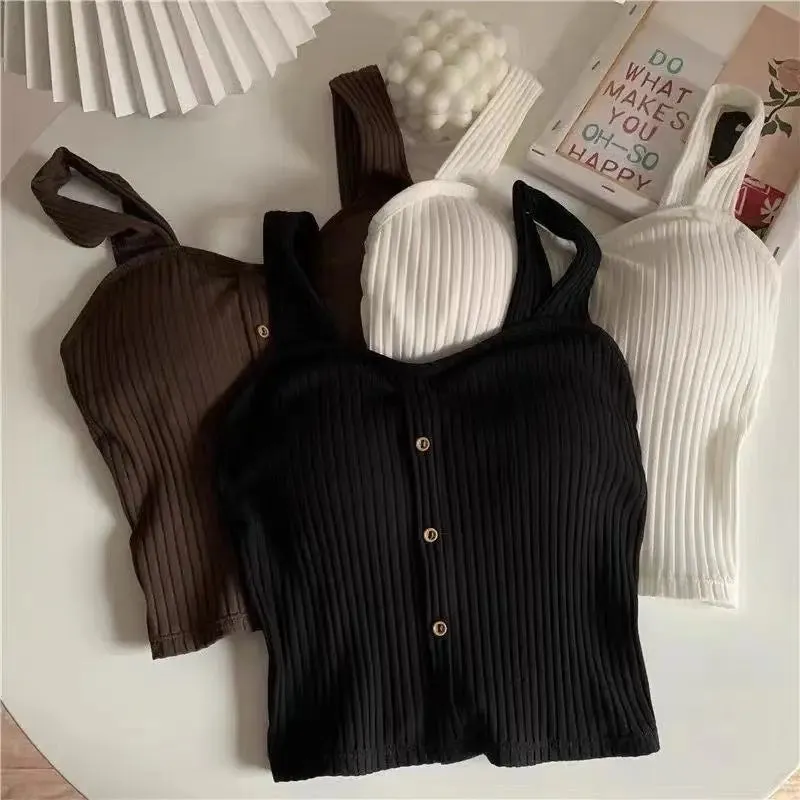 Cute Sleeveless Cropped Knit Tank Top
