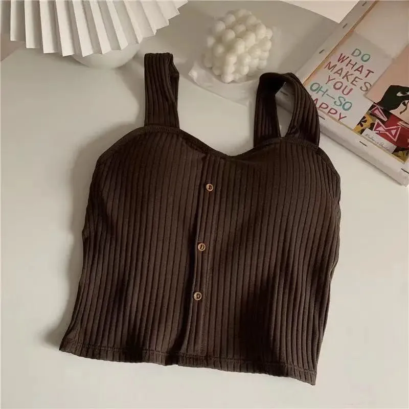 Cute Sleeveless Cropped Knit Tank Top