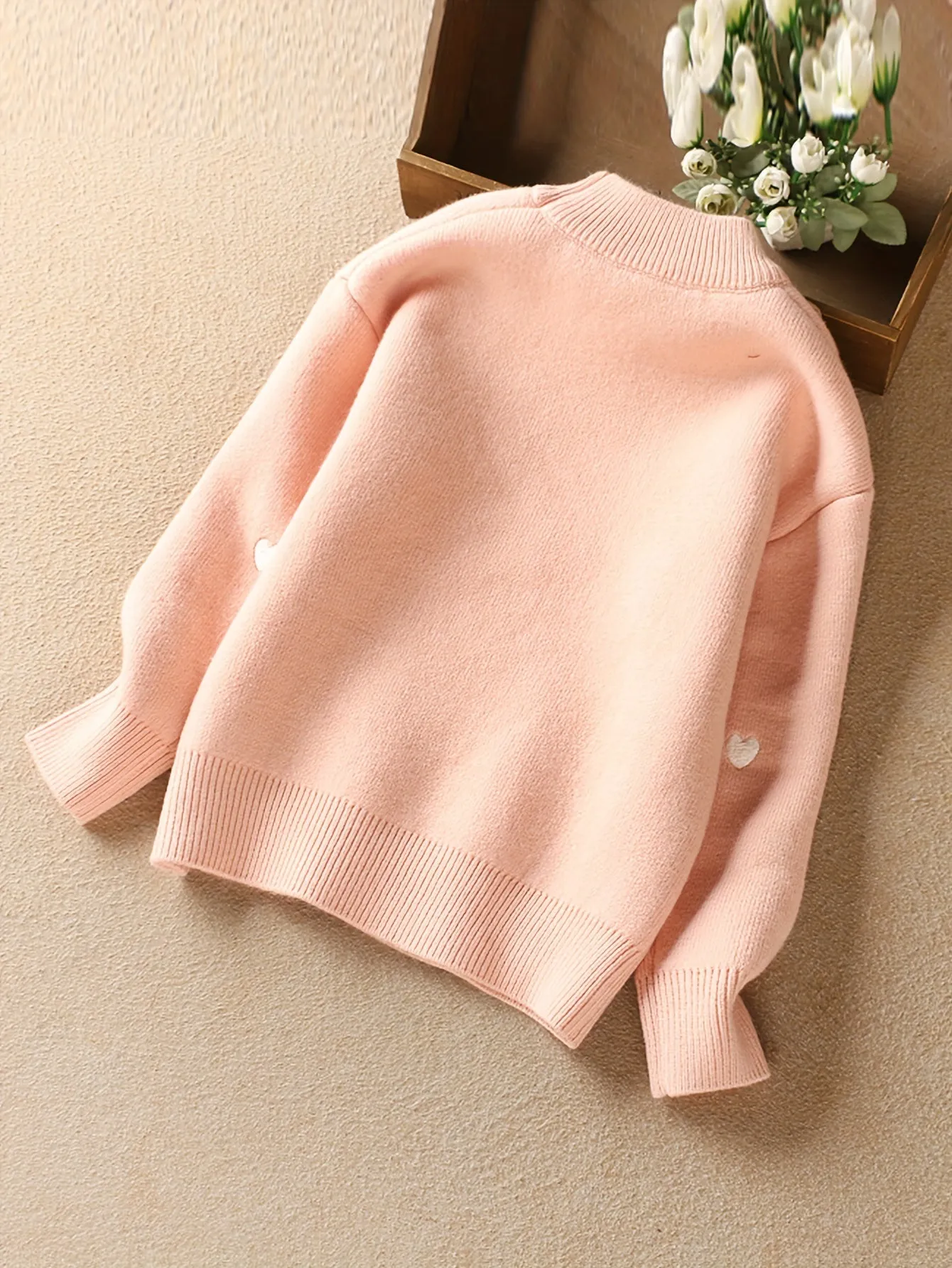 Cute Thick Knit Sweater For Girls, Bunny Design Warm Plush Lined Crew Neck Long Sleeve Jumper Top Winter/ Fall Clothing