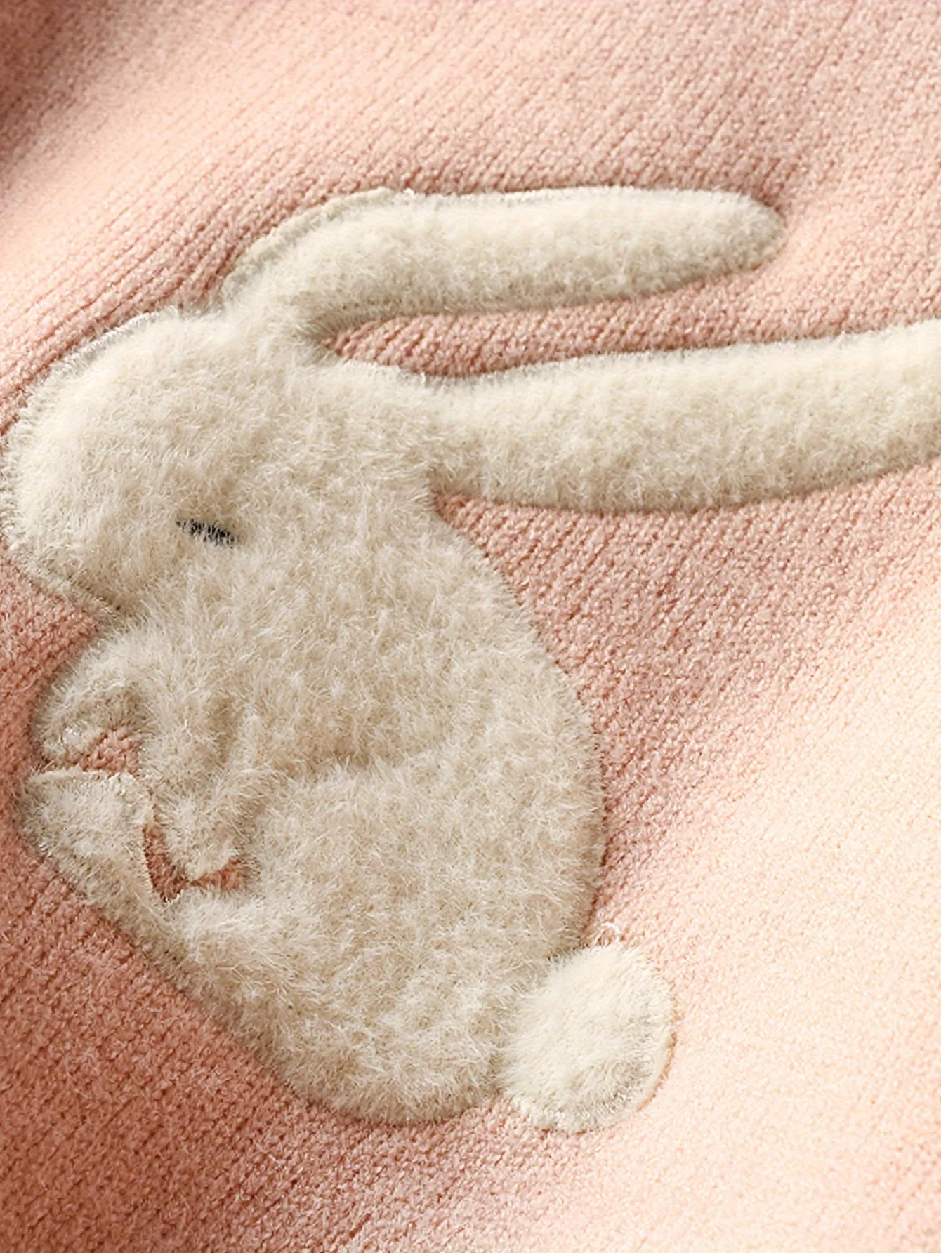 Cute Thick Knit Sweater For Girls, Bunny Design Warm Plush Lined Crew Neck Long Sleeve Jumper Top Winter/ Fall Clothing