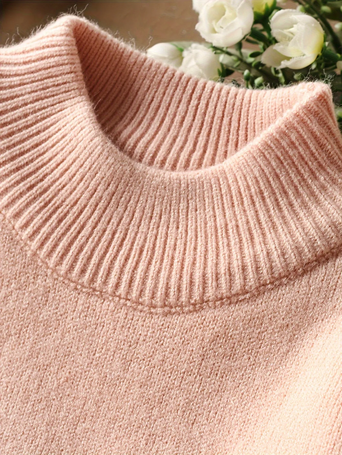 Cute Thick Knit Sweater For Girls, Bunny Design Warm Plush Lined Crew Neck Long Sleeve Jumper Top Winter/ Fall Clothing