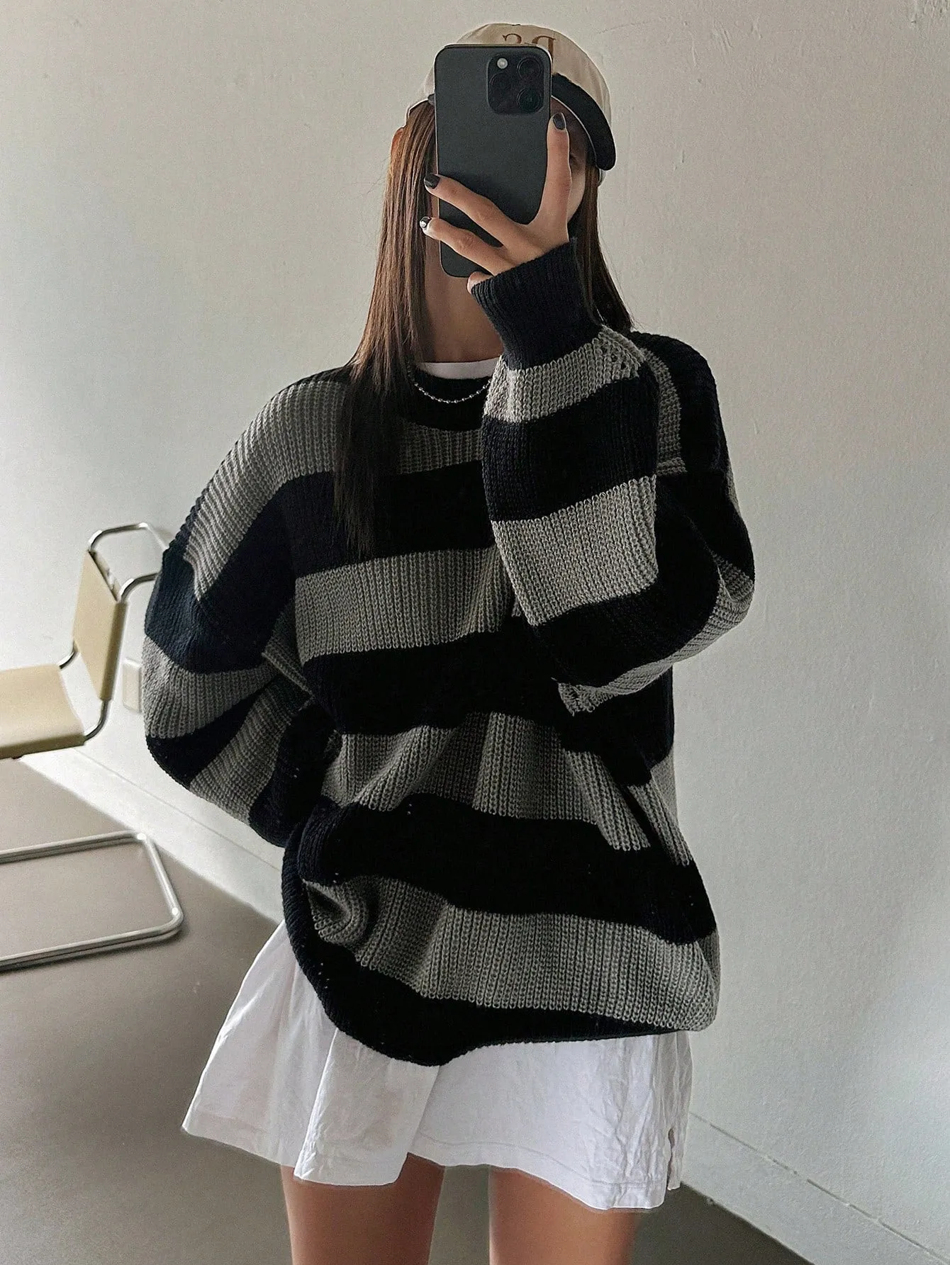 DAZY Women Solid Color Crew Neck Long Sleeve Casual Pullover Sweater