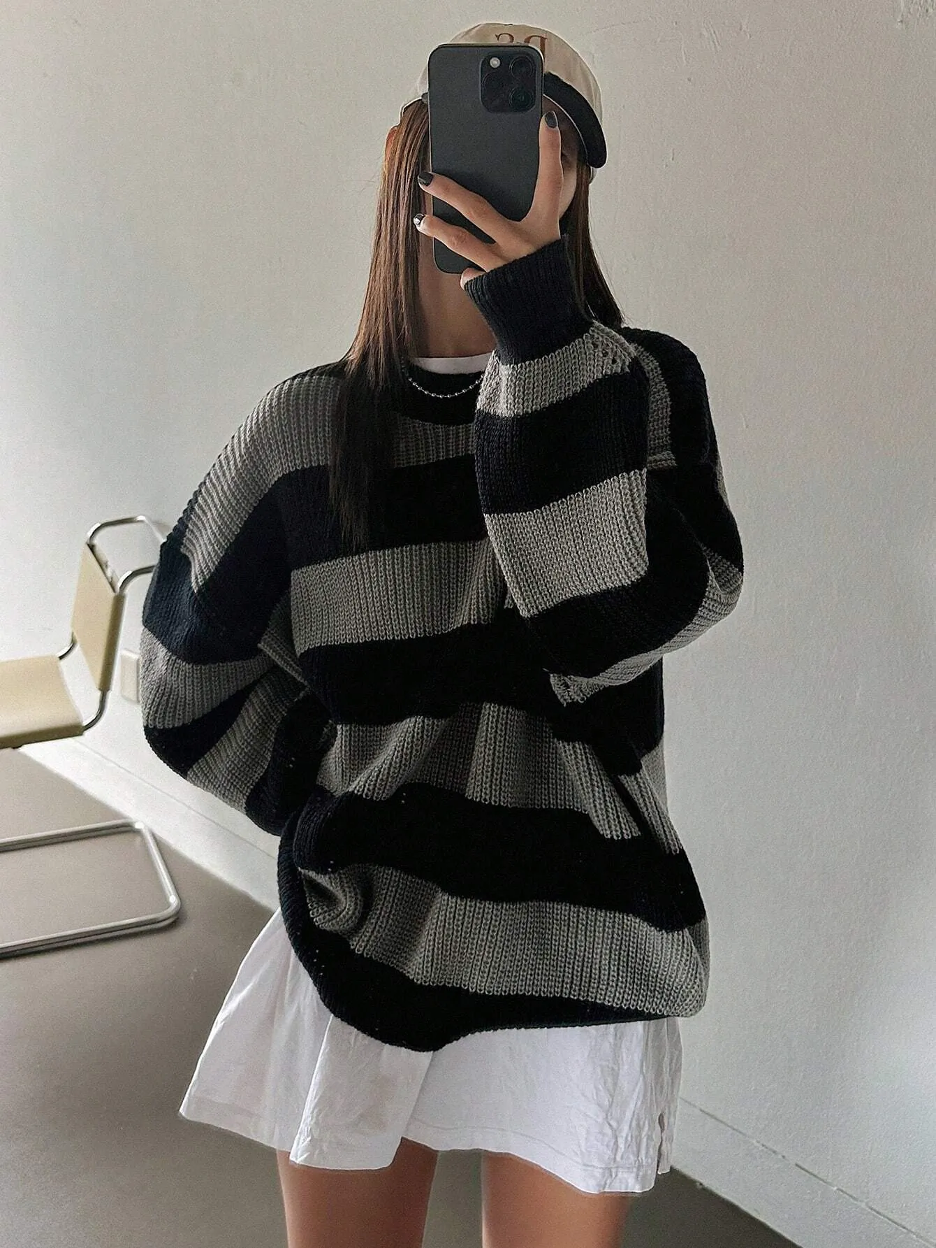 DAZY Women Solid Color Crew Neck Long Sleeve Casual Pullover Sweater