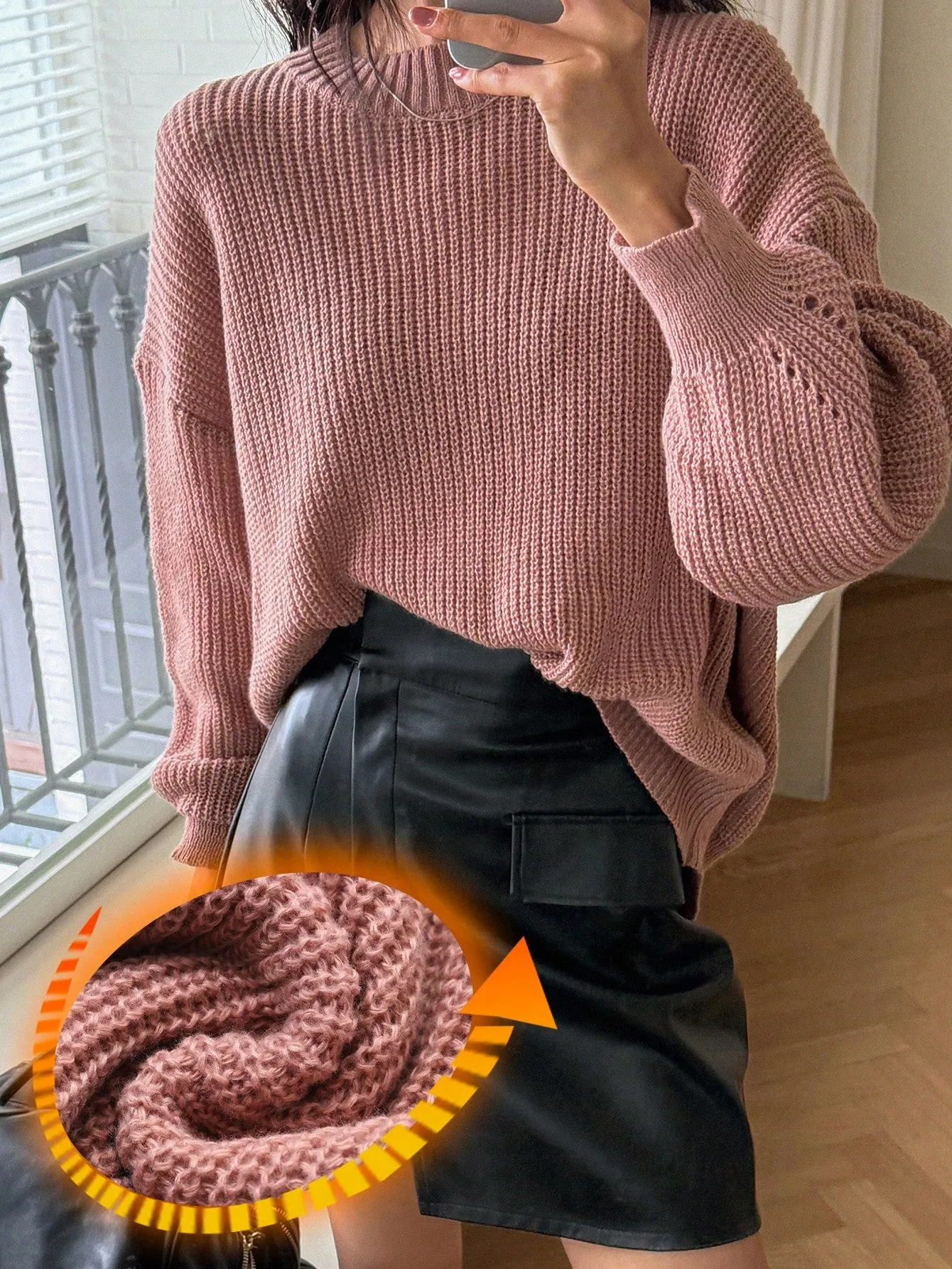 DAZY Women Solid Color Crew Neck Long Sleeve Casual Pullover Sweater