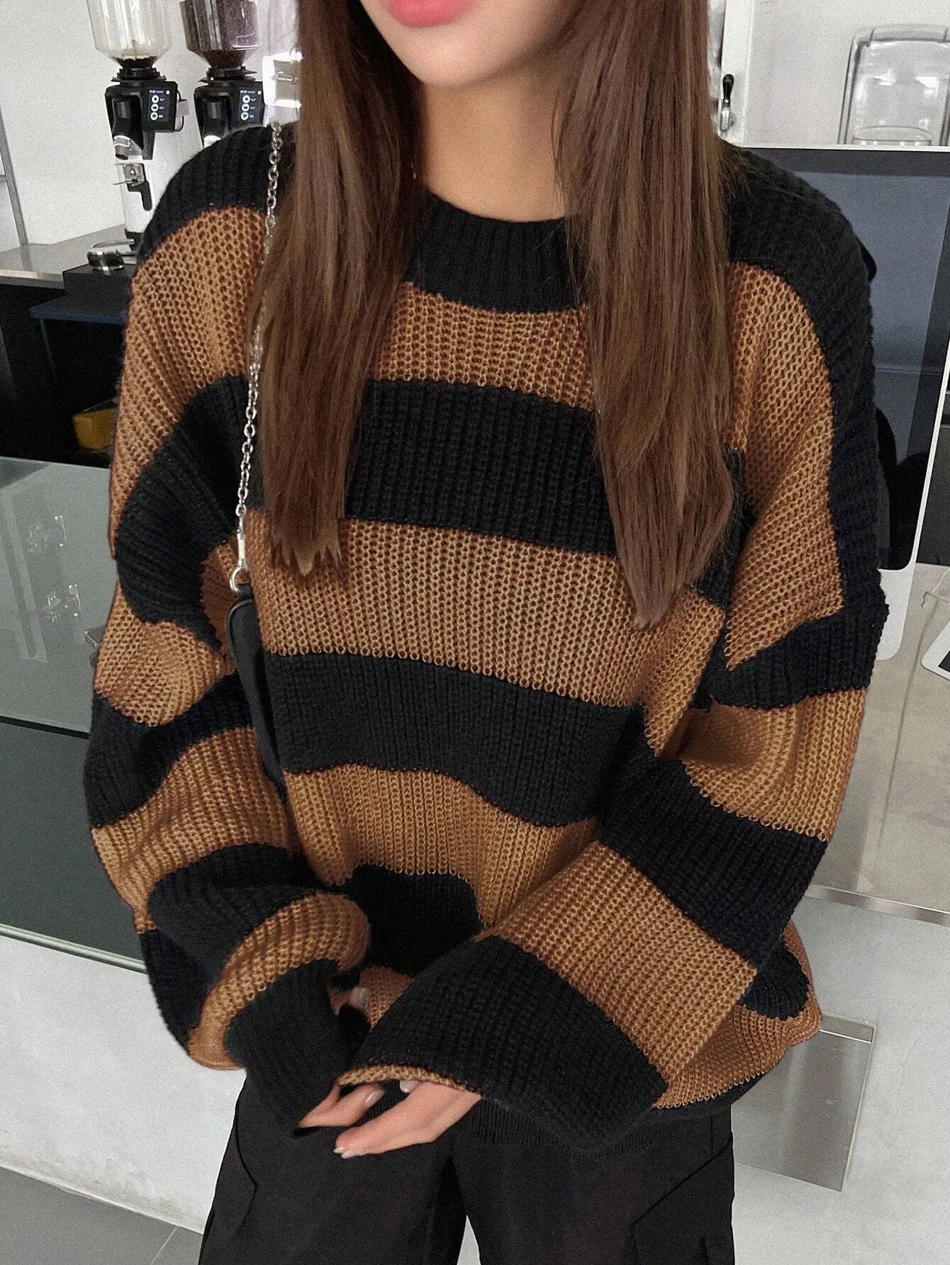 DAZY Women Solid Color Crew Neck Long Sleeve Casual Pullover Sweater