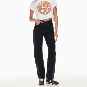Denim Forum The Joni High Rise Loose Fit Dark Black Distressed Jeans 29L