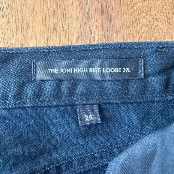 Denim Forum The Joni High Rise Loose Fit Dark Black Distressed Jeans 29L