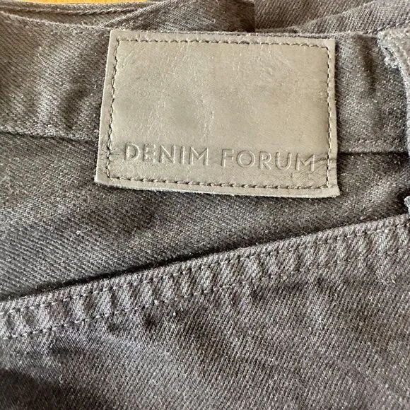 Denim Forum The Joni High Rise Loose Fit Dark Black Distressed Jeans 29L