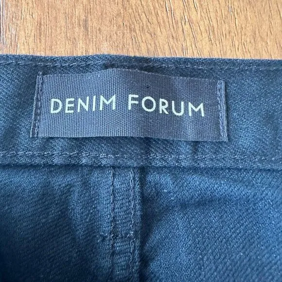 Denim Forum The Joni High Rise Loose Fit Dark Black Distressed Jeans 29L