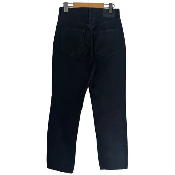 Denim Forum The Joni High Rise Loose Fit Dark Black Distressed Jeans 29L