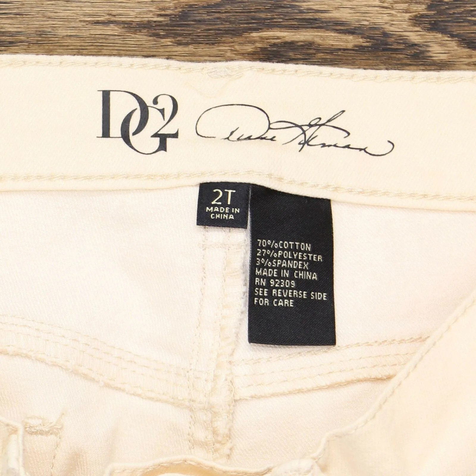 DG2 by Diane Women's Embroidered Applique Wide Leg Jeans Cream 2 TALL