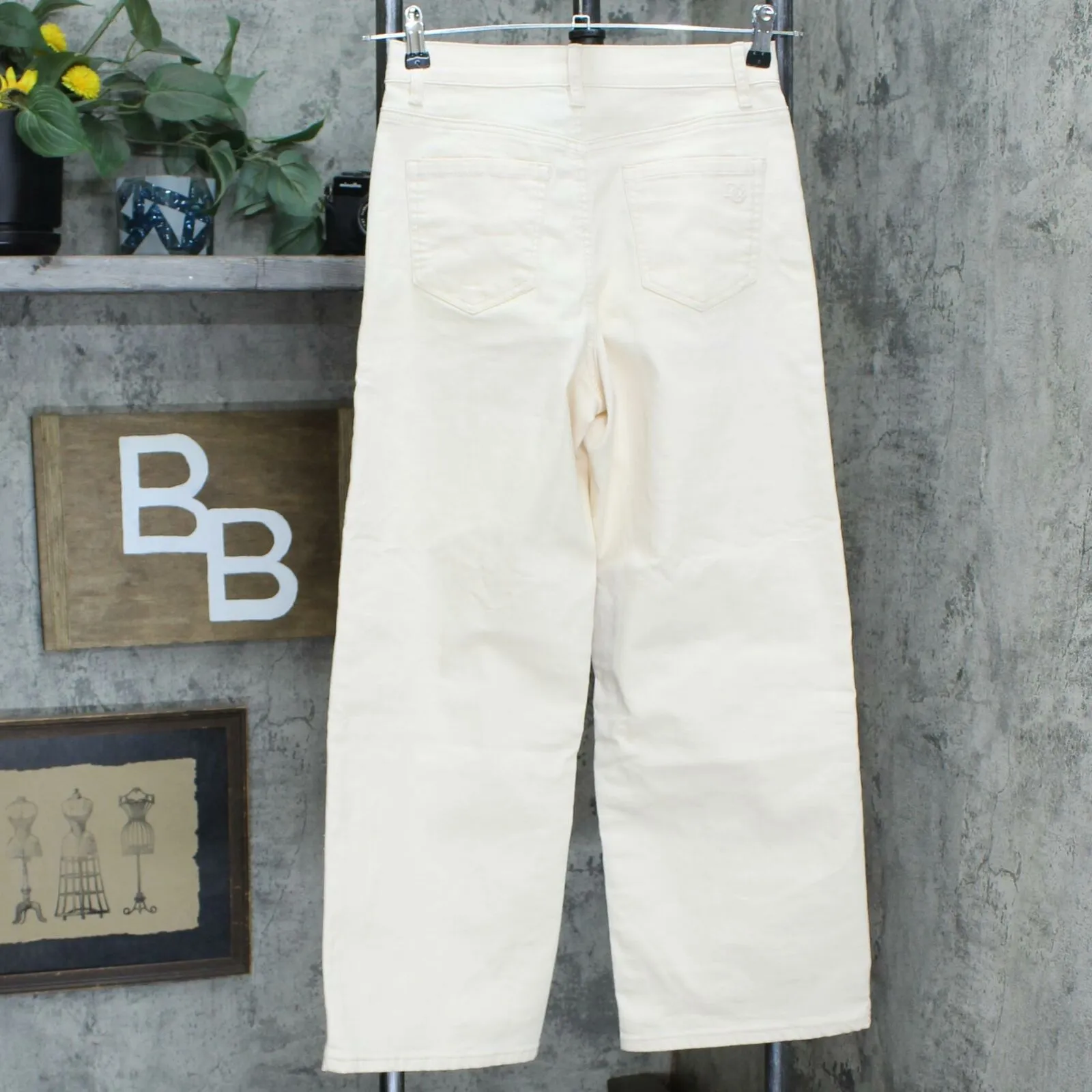 DG2 by Diane Women's Embroidered Applique Wide Leg Jeans Cream 2 TALL