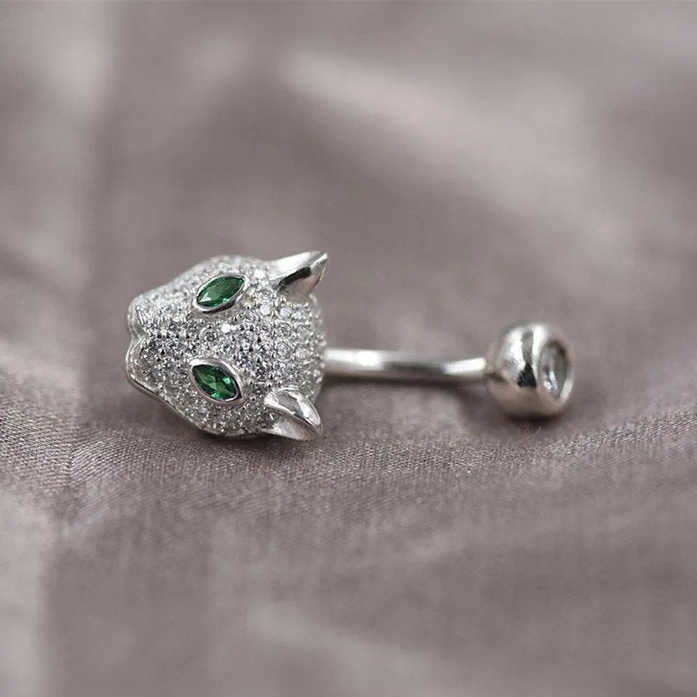 Diamond Emerald Leopard Navel Ring