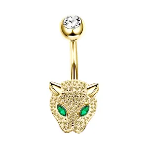 Diamond Emerald Leopard Navel Ring