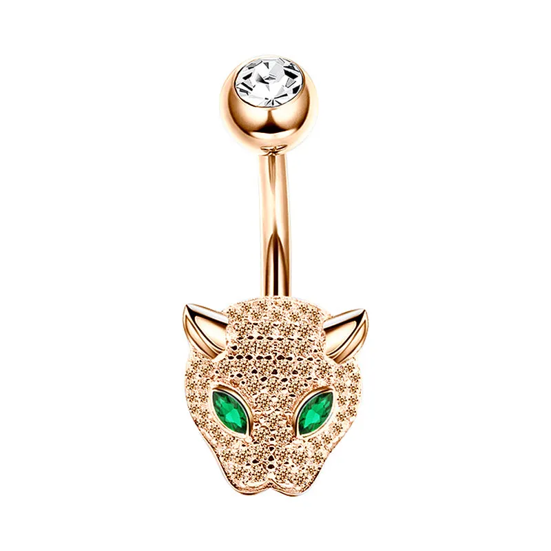 Diamond Emerald Leopard Navel Ring