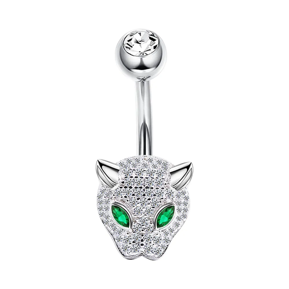 Diamond Emerald Leopard Navel Ring