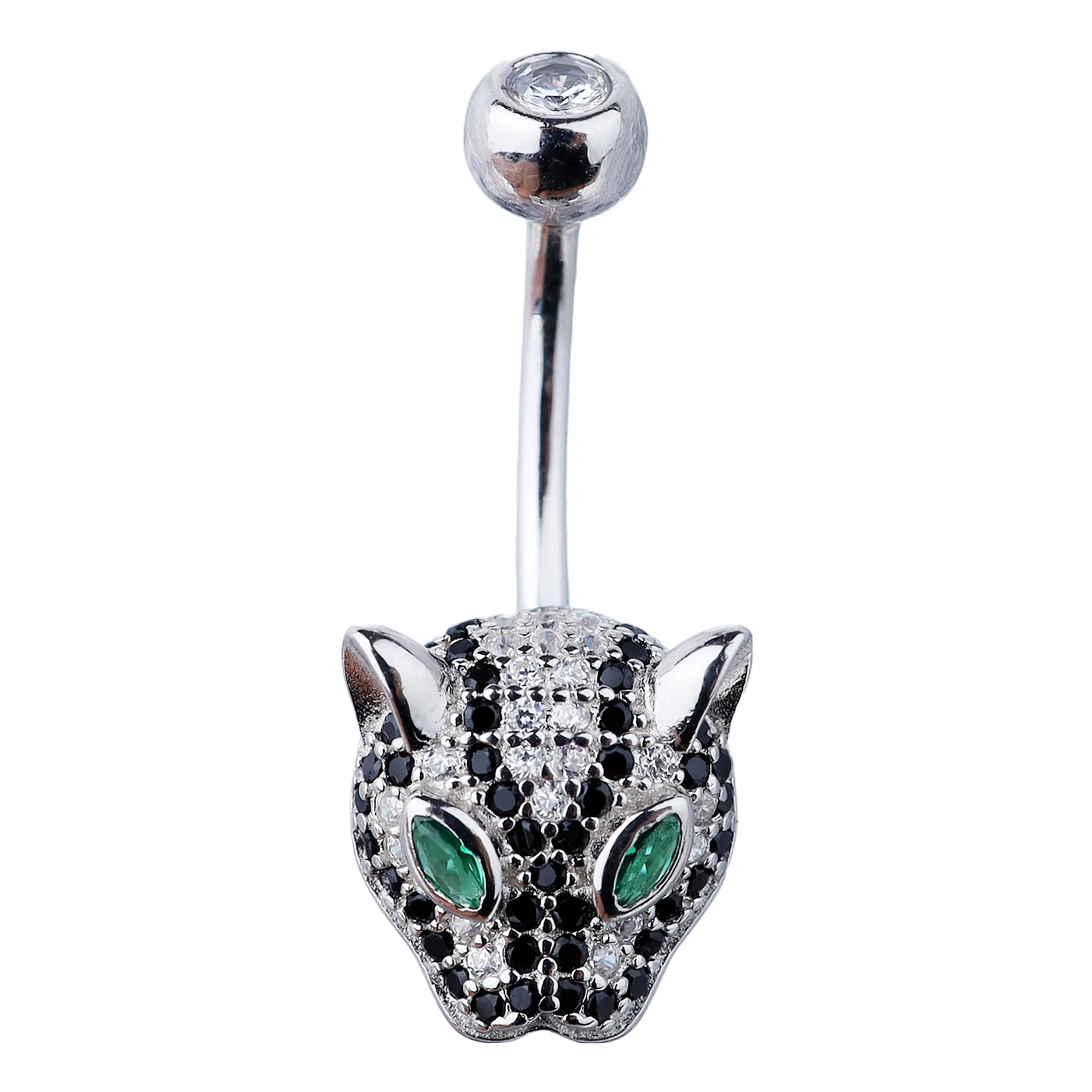Diamond Emerald Leopard Navel Ring