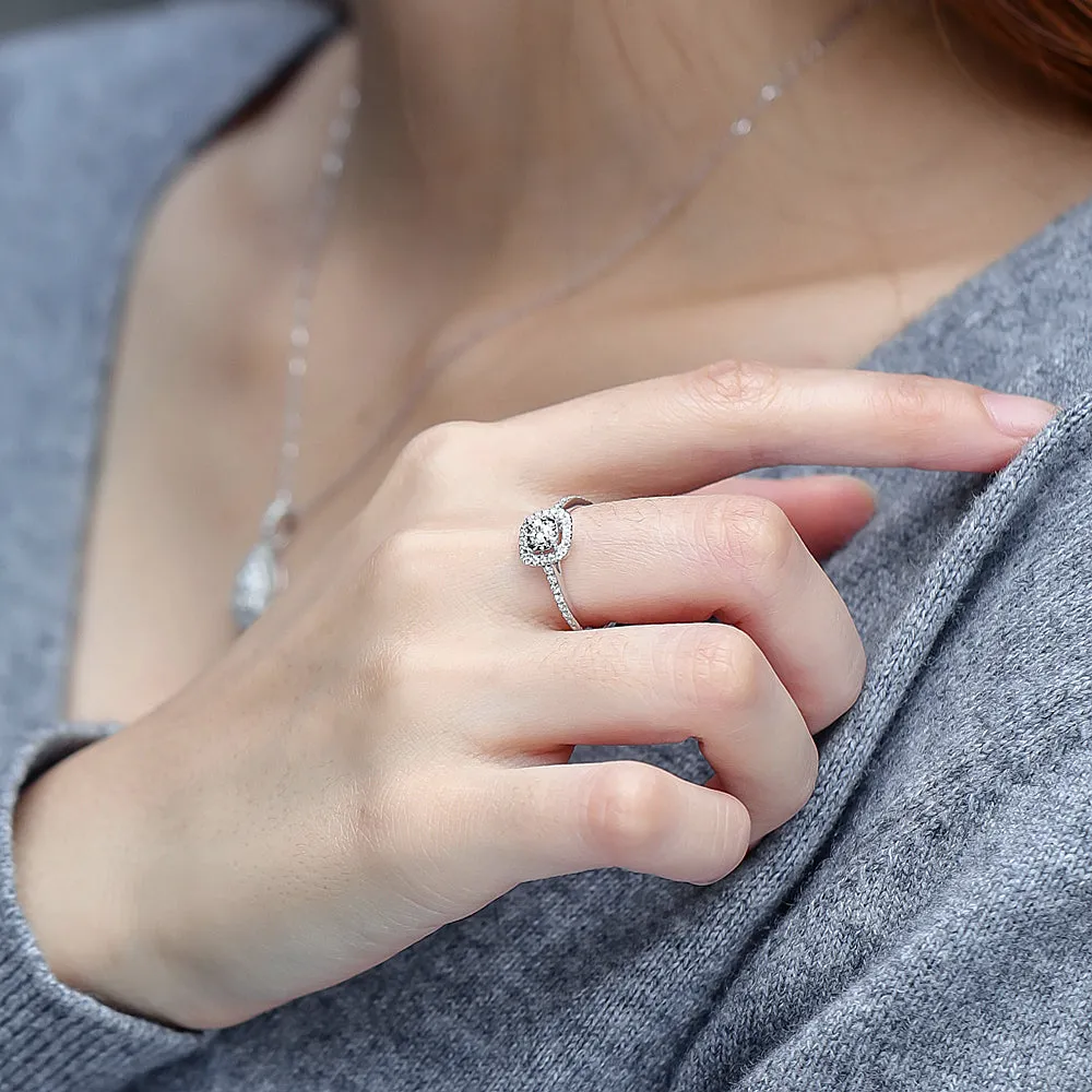 Diamond Square Halo Engagement Ring