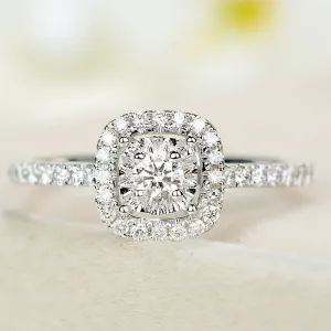 Diamond Square Halo Engagement Ring