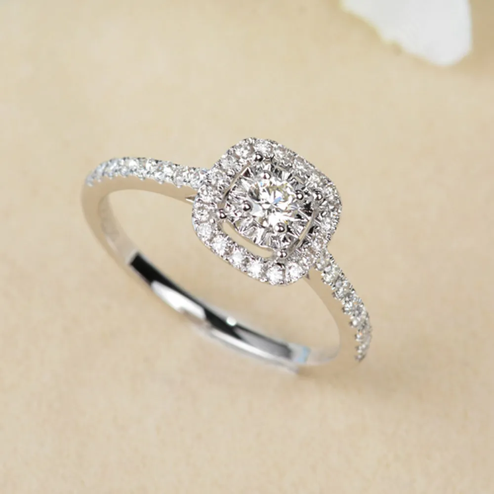 Diamond Square Halo Engagement Ring