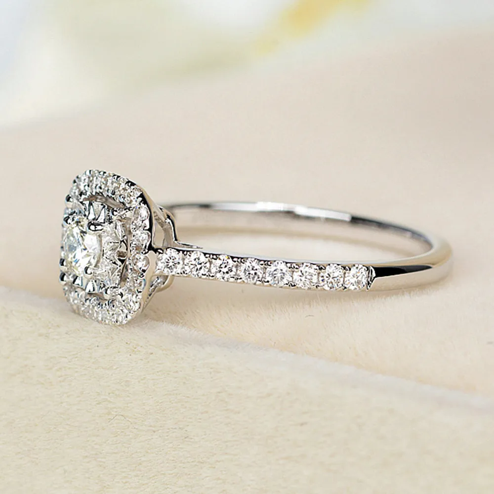 Diamond Square Halo Engagement Ring