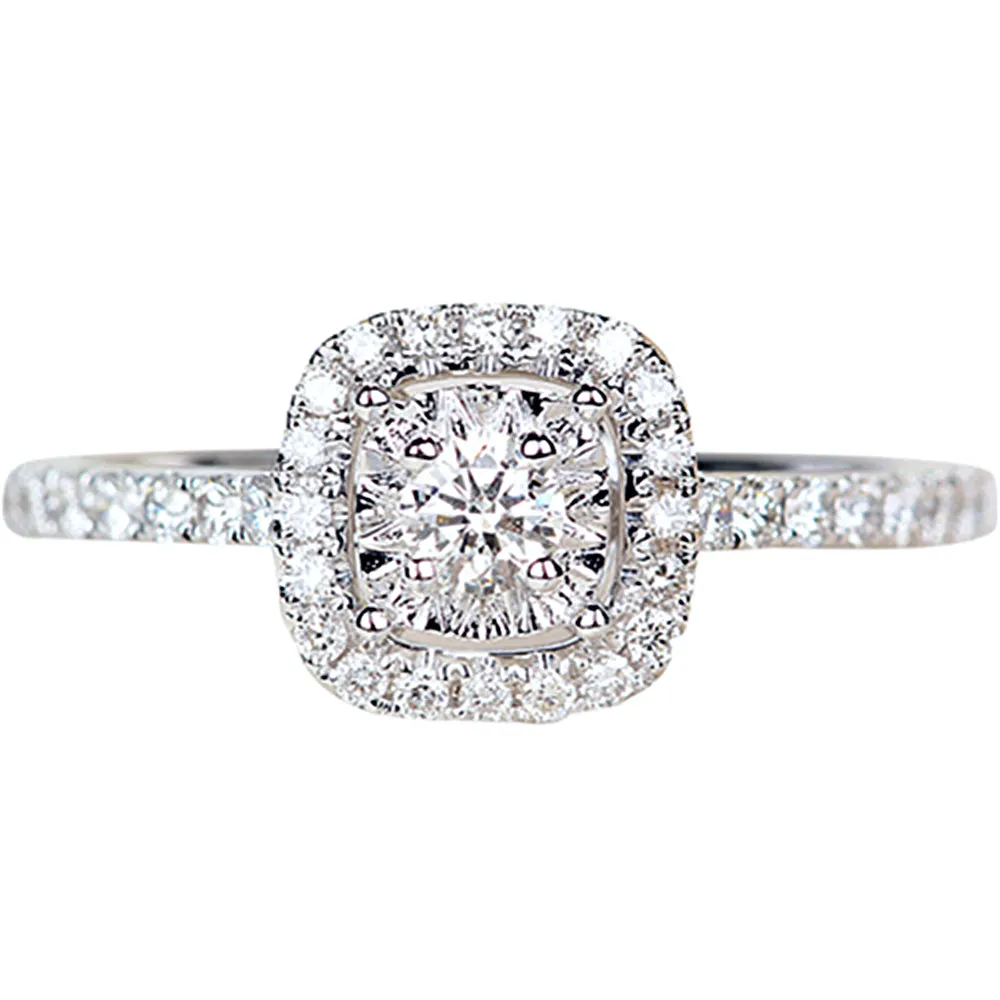 Diamond Square Halo Engagement Ring