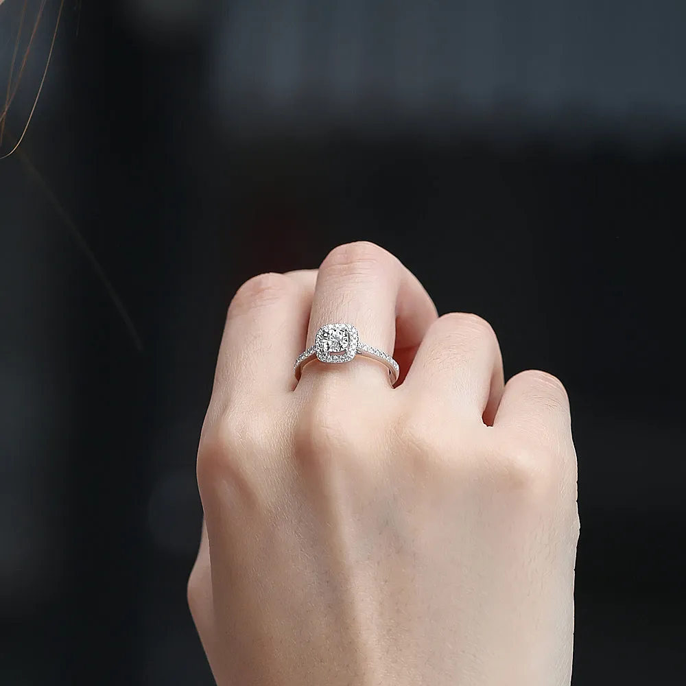 Diamond Square Halo Engagement Ring