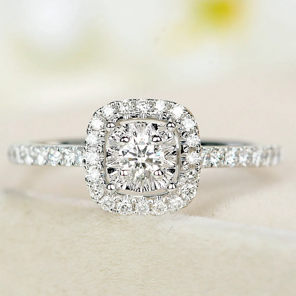 Diamond Square Halo Engagement Ring