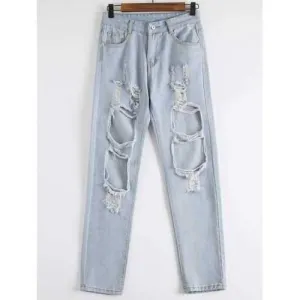 Distressed Jogger Jeans - Blue M