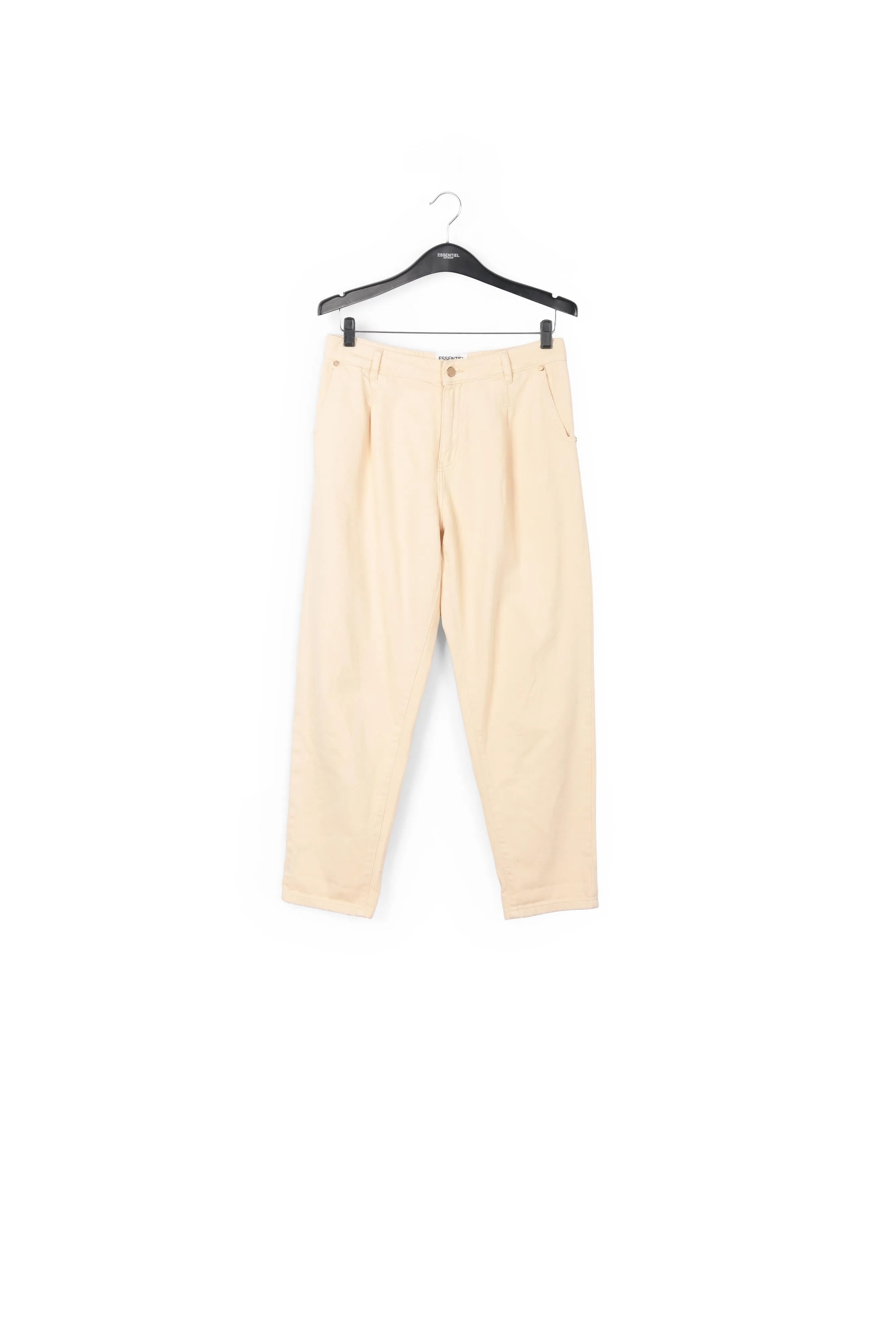Ecru denim tapered high-rise jeans