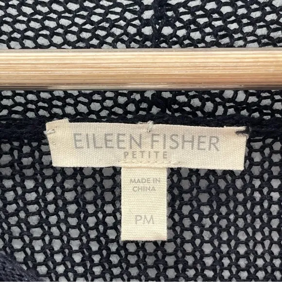 Eileen Fisher 100% Linen Deep Navy Loose Knit Pullover Sweater Size Medium P