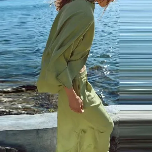 Eloise - Long-sleeved silk cotton set and pants.