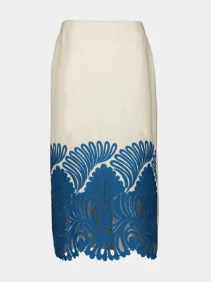 Embroidered Cotton Pencil Skirt