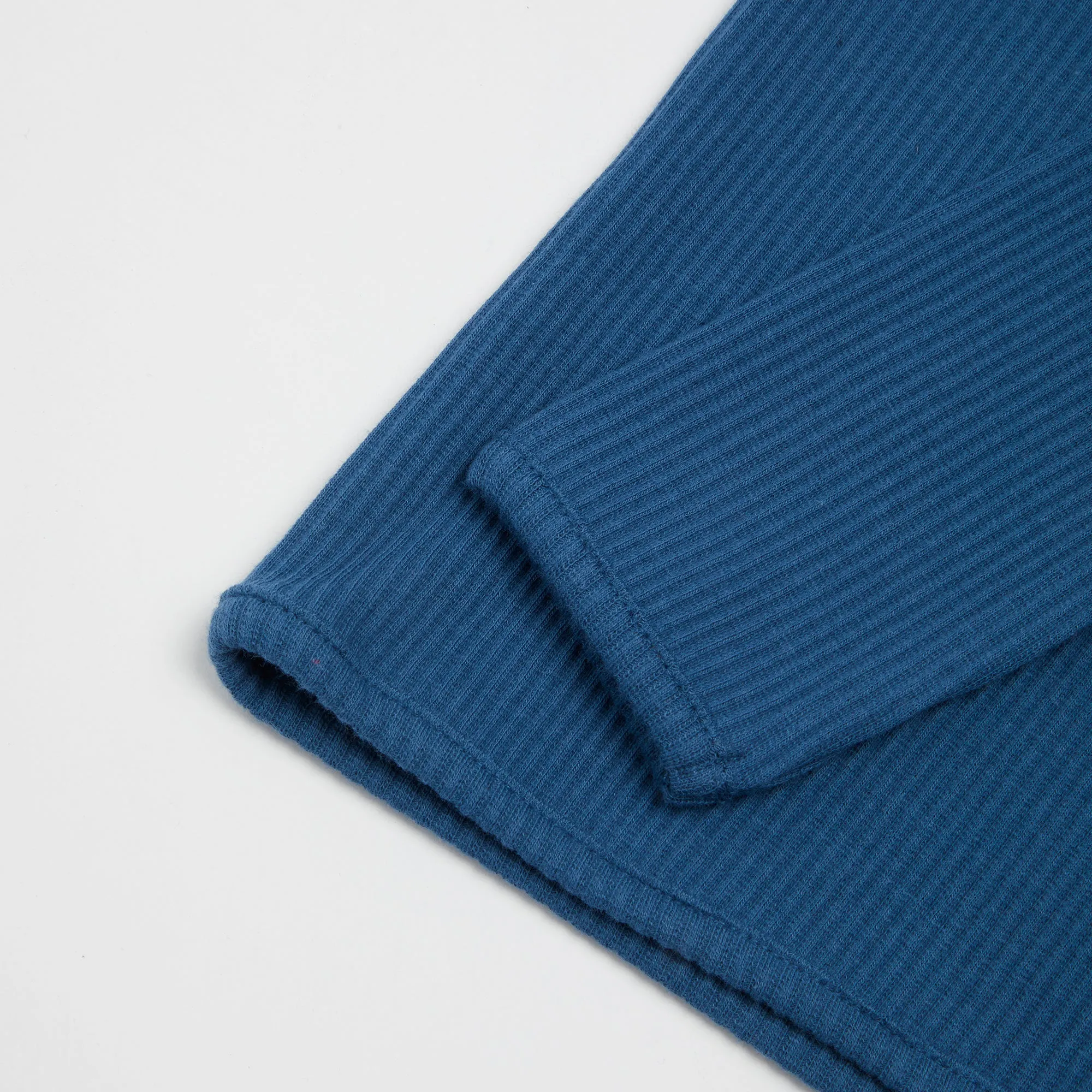 Embroidered Ribbed Blue Lounge Set