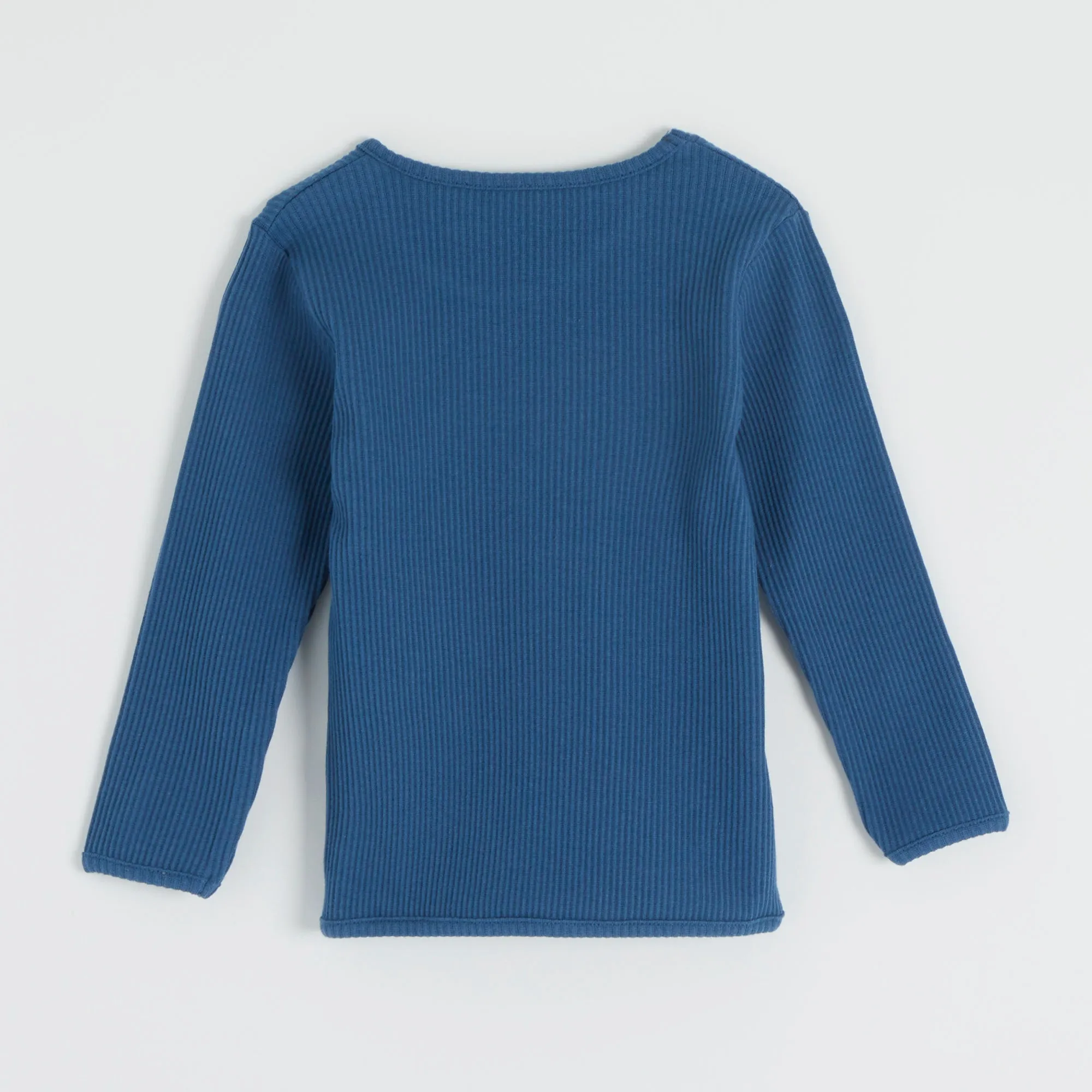 Embroidered Ribbed Blue Lounge Set